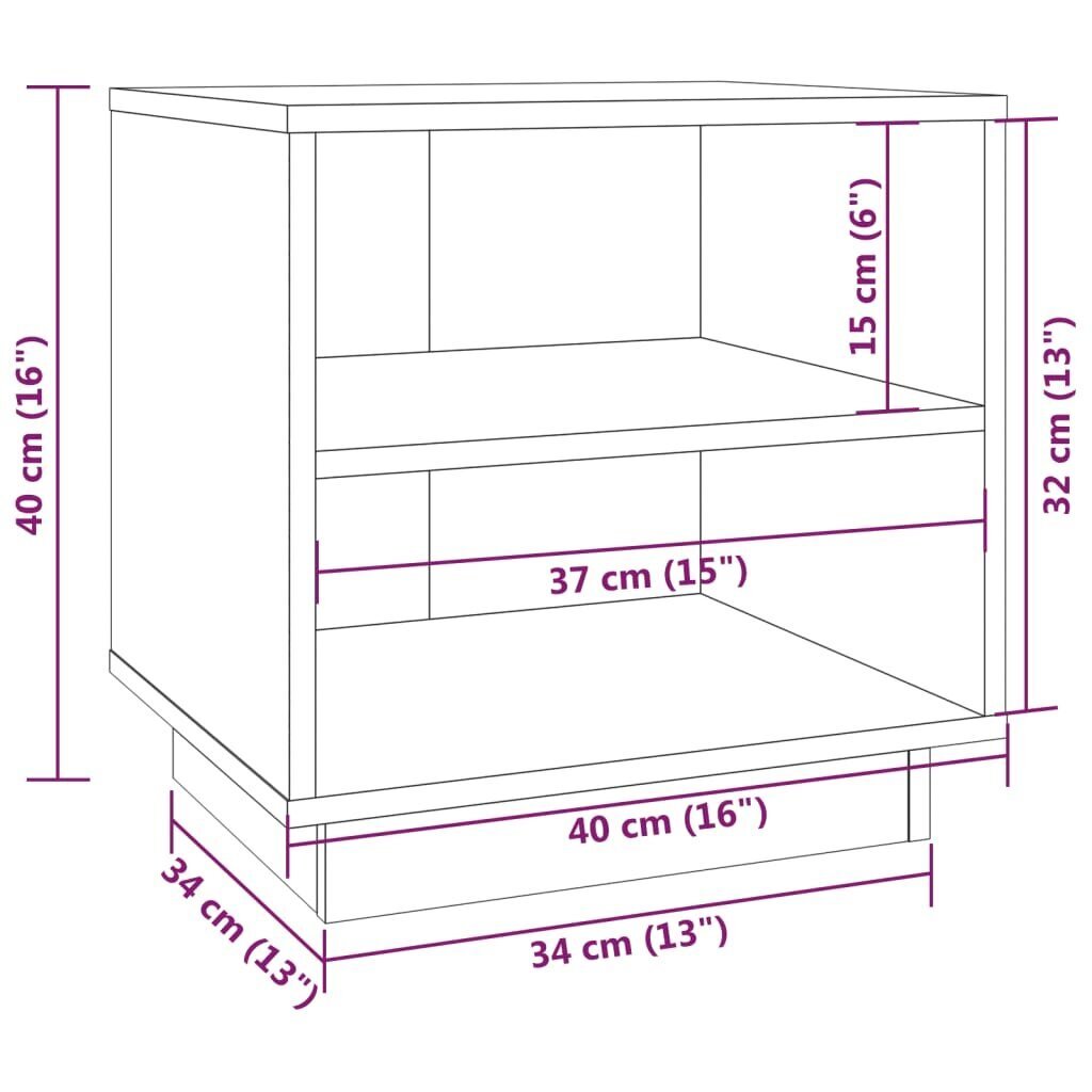 vidaXL Yöpöytä valkoinen 40x34x40 cm täysi mänty hinta ja tiedot | Yöpöydät | hobbyhall.fi