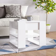 vidaXL Sohvapöytä korkeakiilto valkoinen 55,5x55x45 cm tekninen puu hinta ja tiedot | Sohvapöydät | hobbyhall.fi