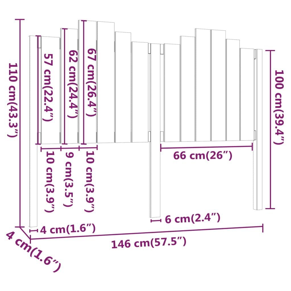 vidaXL Sängynpääty musta 146x4x110 cm täysi mänty hinta ja tiedot | Sängyt | hobbyhall.fi