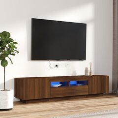 vidaXL 2-osainen TV-kaappisarja LED-valoilla ruskea tammi tekninen puu hinta ja tiedot | TV-tasot | hobbyhall.fi