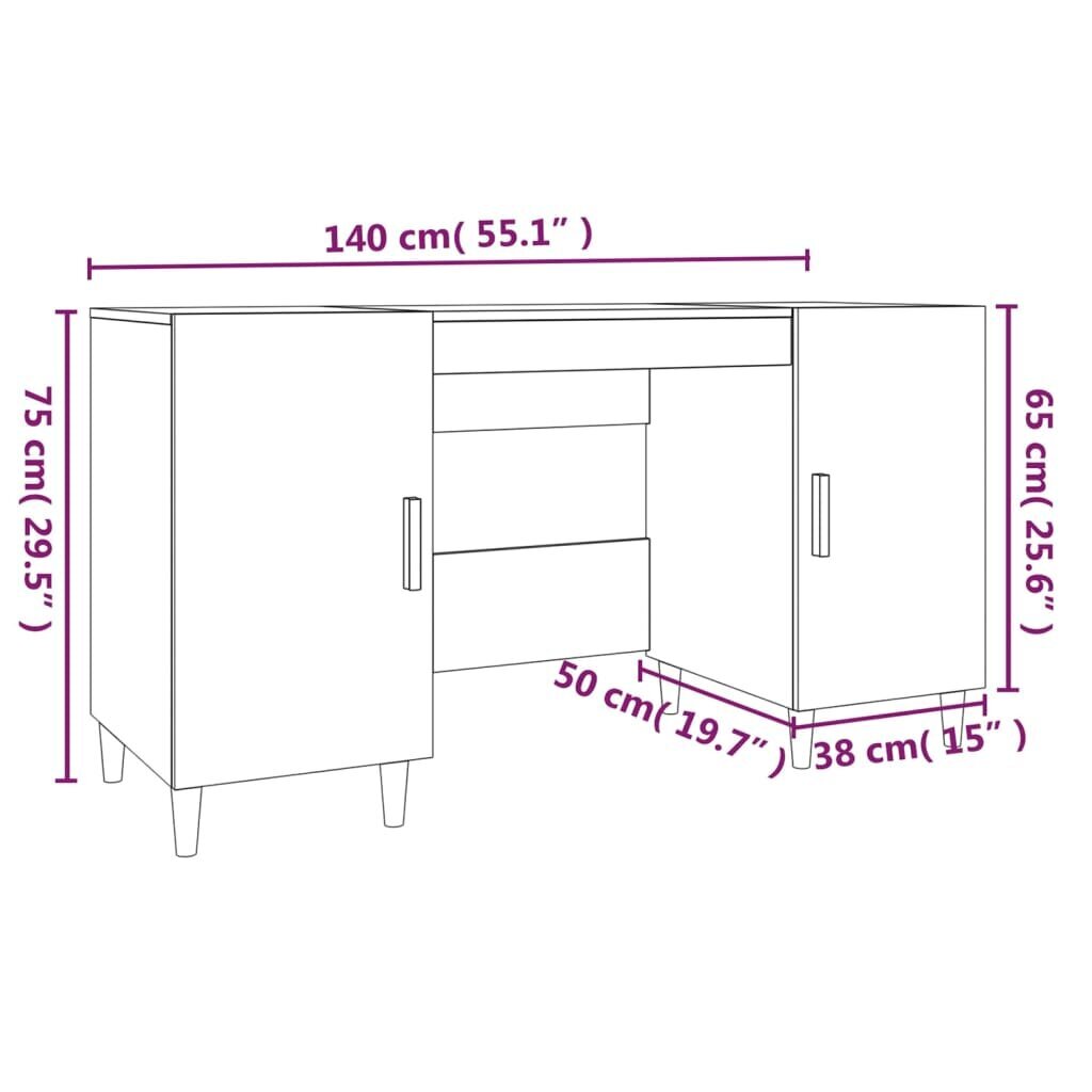 vidaXL Työpöytä korkeakiilto valkoinen 140x50x75 cm tekninen puu hinta ja tiedot | Tietokonepöydät ja työpöydät | hobbyhall.fi