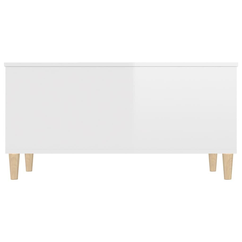 vidaXL Sohvapöytä korkeakiilto valkoinen 90x44,5x45 cm tekninen puu hinta ja tiedot | Sohvapöydät | hobbyhall.fi