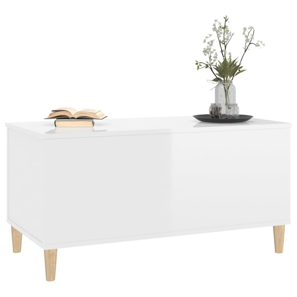 vidaXL Sohvapöytä korkeakiilto valkoinen 90x44,5x45 cm tekninen puu hinta ja tiedot | Sohvapöydät | hobbyhall.fi