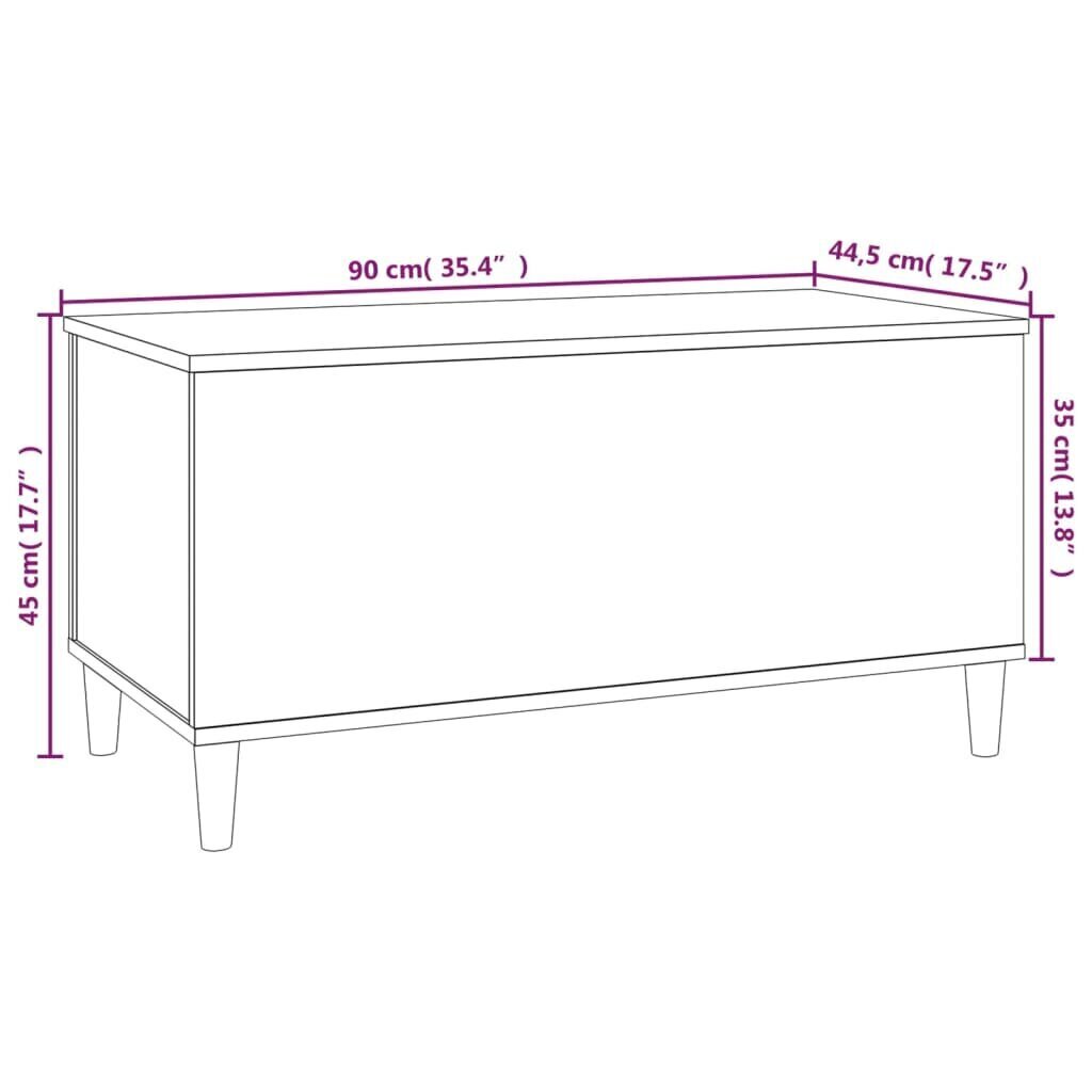 vidaXL Sohvapöytä korkeakiilto valkoinen 90x44,5x45 cm tekninen puu hinta ja tiedot | Sohvapöydät | hobbyhall.fi