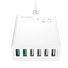 Matkalaturi BlitzWolf BW-S15 6 x USB / 60W / 4.8A / Quick Charge 3.0, valkoinen hinta ja tiedot | Blitzwolf Puhelimet, älylaitteet ja kamerat | hobbyhall.fi