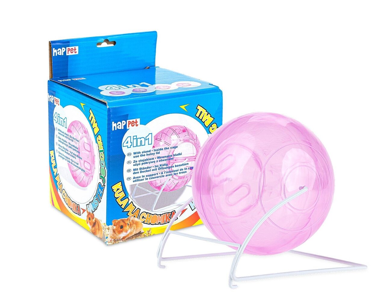 Pallo hamsterille Happet 4in1, pinkki, 115 mm hinta ja tiedot | Pieneläinten häkit ja tarvikkeet | hobbyhall.fi