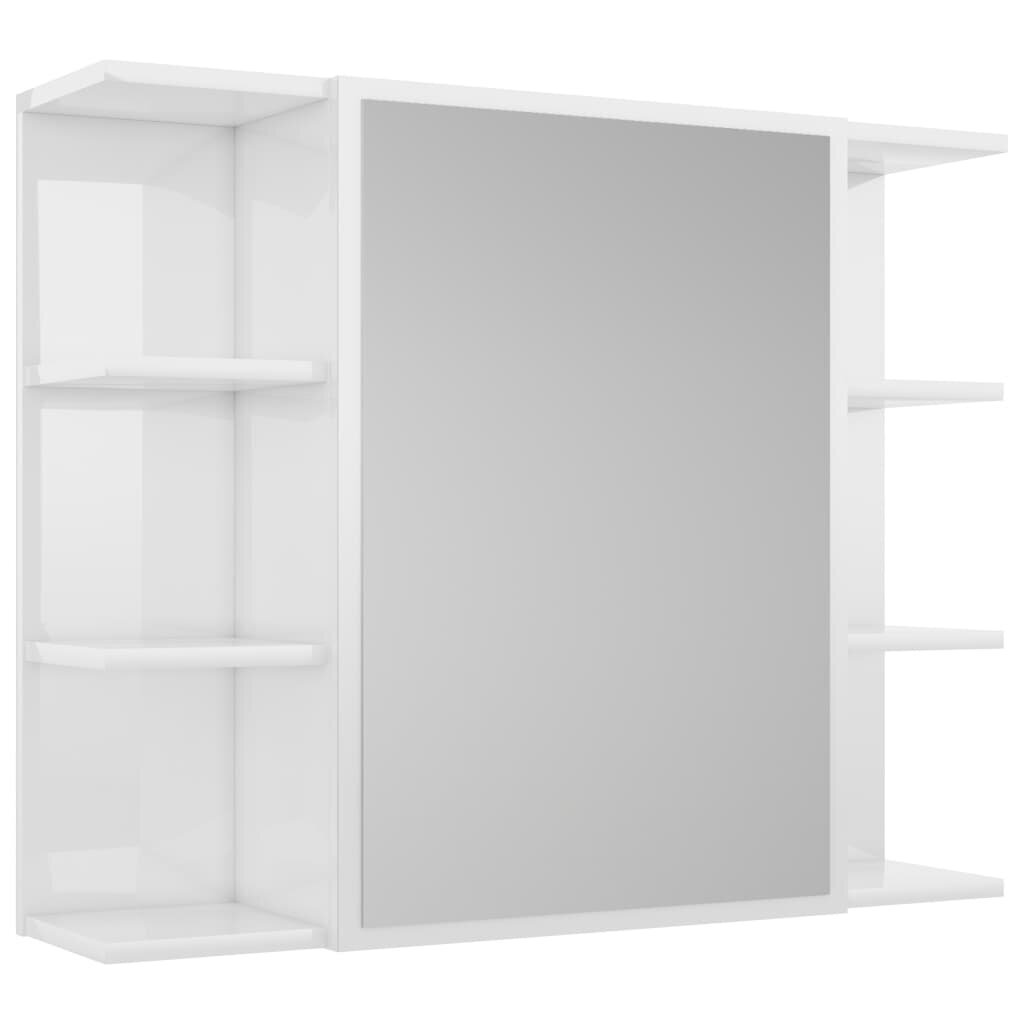 vidaXL Kylpyhuoneen peilikaappi korkeakiilto valkoinen 80x20,5x64 cm hinta ja tiedot | Kylpyhuonekaapit | hobbyhall.fi