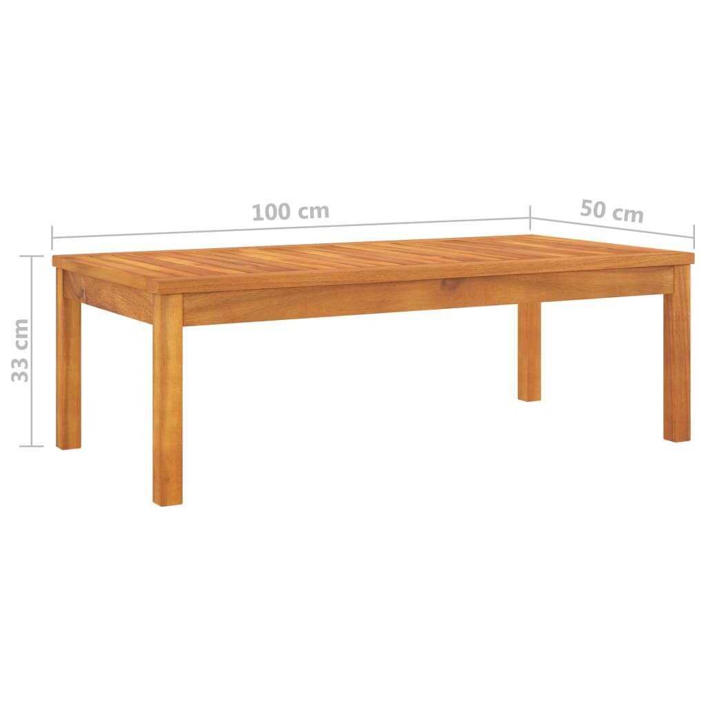 vidaXL Sohvapöytä 100x50x33 cm täysi akaasiapuu hinta ja tiedot | Sohvapöydät | hobbyhall.fi
