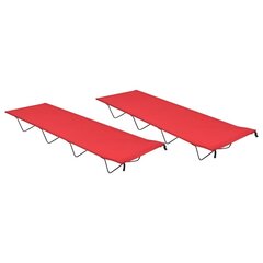 vidaXL Retkisängyt 2 kpl 180x60x19 cm Oxford-kangas ja teräs punainen hinta ja tiedot | Retkeilyvarusteet | hobbyhall.fi