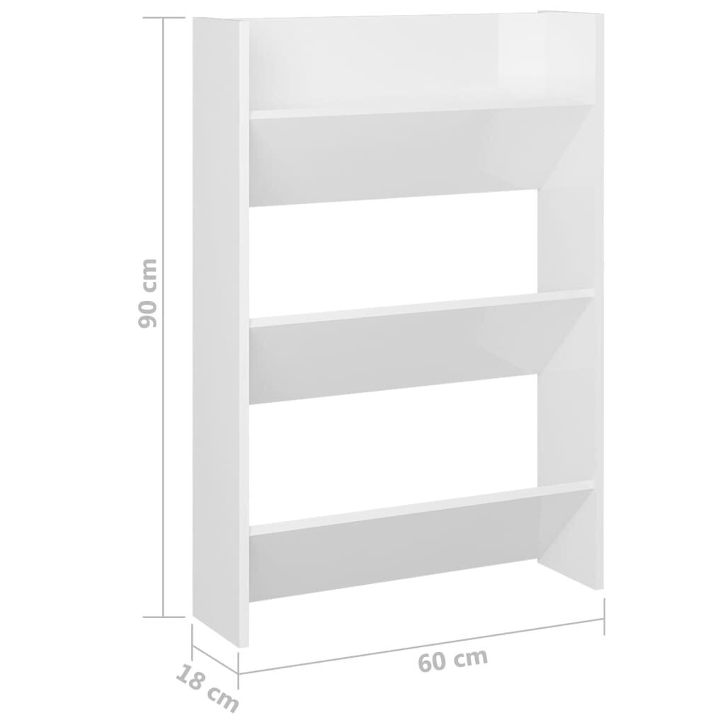 vidaXL Seinäkenkäkaapit 2 kpl korkeakiilto valk. 60x18x90 cm lastulevy hinta ja tiedot | Kenkäkaapit ja -hyllyt | hobbyhall.fi