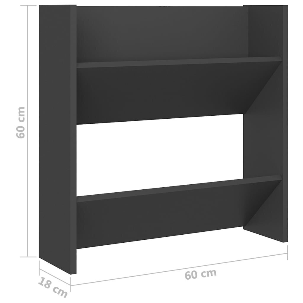 vidaXL Seinäkenkäkaapit 2 kpl harmaa 60x18x60 cm lastulevy hinta ja tiedot | Kenkäkaapit ja -hyllyt | hobbyhall.fi