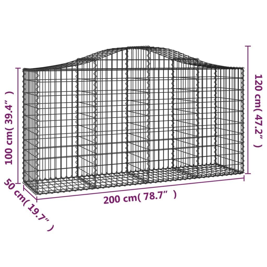 vidaXL Kaarevat kivikorit 14 kpl 200x50x100/120 cm galvanoitu rauta hinta ja tiedot | Aidat ja tarvikkeet | hobbyhall.fi