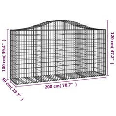 vidaXL Kaarevat kivikorit 2 kpl 200x50x100/120 cm galvanoitu rauta hinta ja tiedot | Aidat ja tarvikkeet | hobbyhall.fi