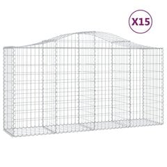 vidaXL Kaarevat kivikorit 15 kpl 200x50x100/120 cm galvanoitu rauta hinta ja tiedot | Aidat ja tarvikkeet | hobbyhall.fi