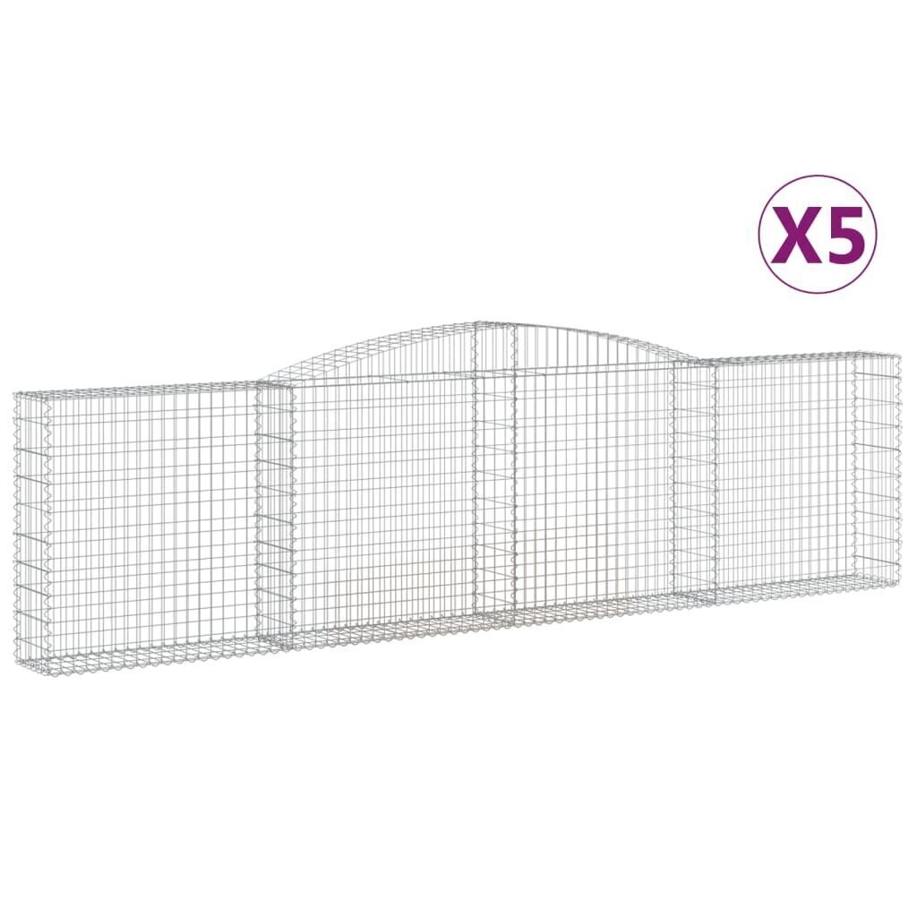 vidaXL Kaarevat kivikorit 5 kpl 400x30x100/120 cm galvanoitu rauta hinta ja tiedot | Aidat ja tarvikkeet | hobbyhall.fi