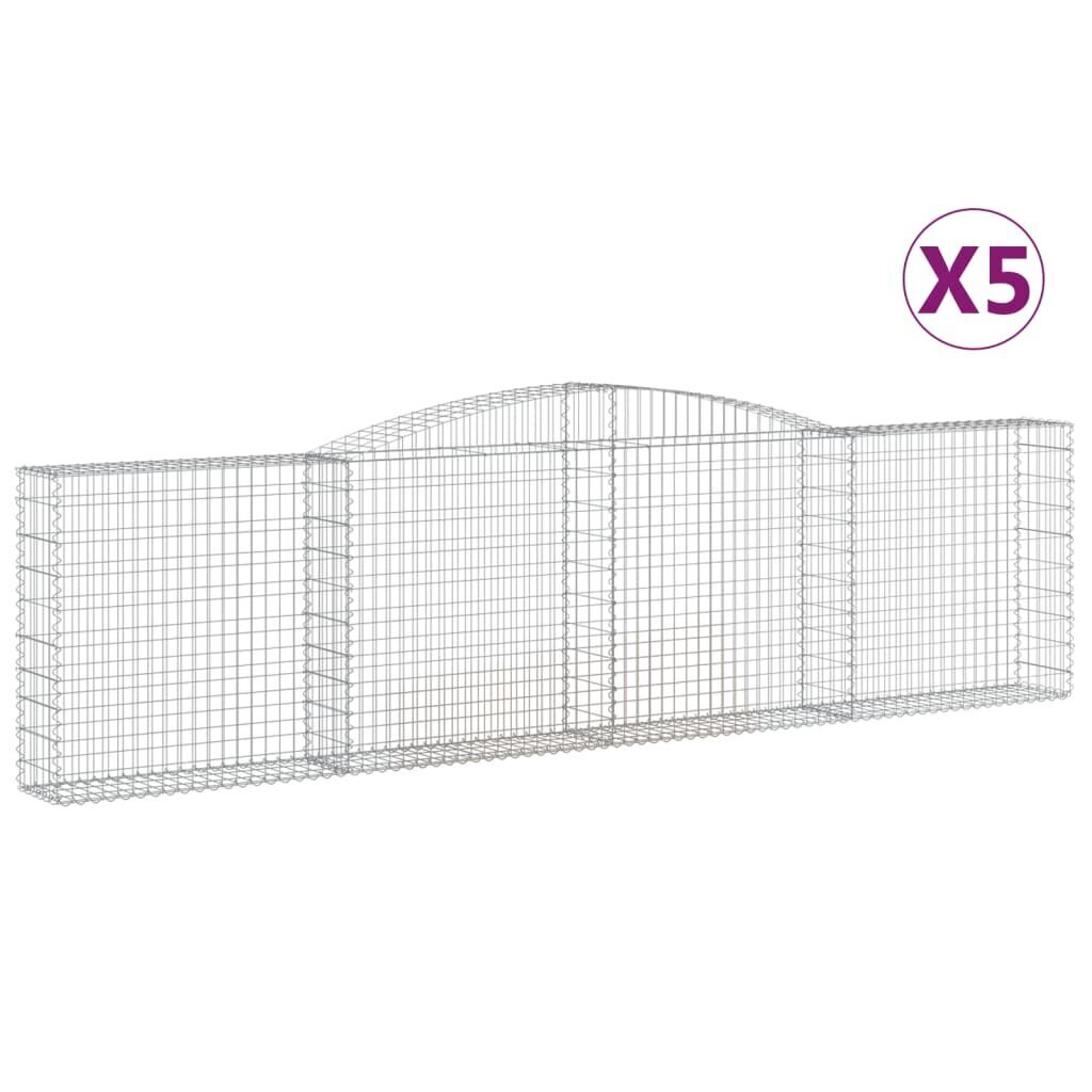 vidaXL Kaarevat kivikorit 5 kpl 400x30x100/120 cm galvanoitu rauta hinta ja tiedot | Aidat ja tarvikkeet | hobbyhall.fi