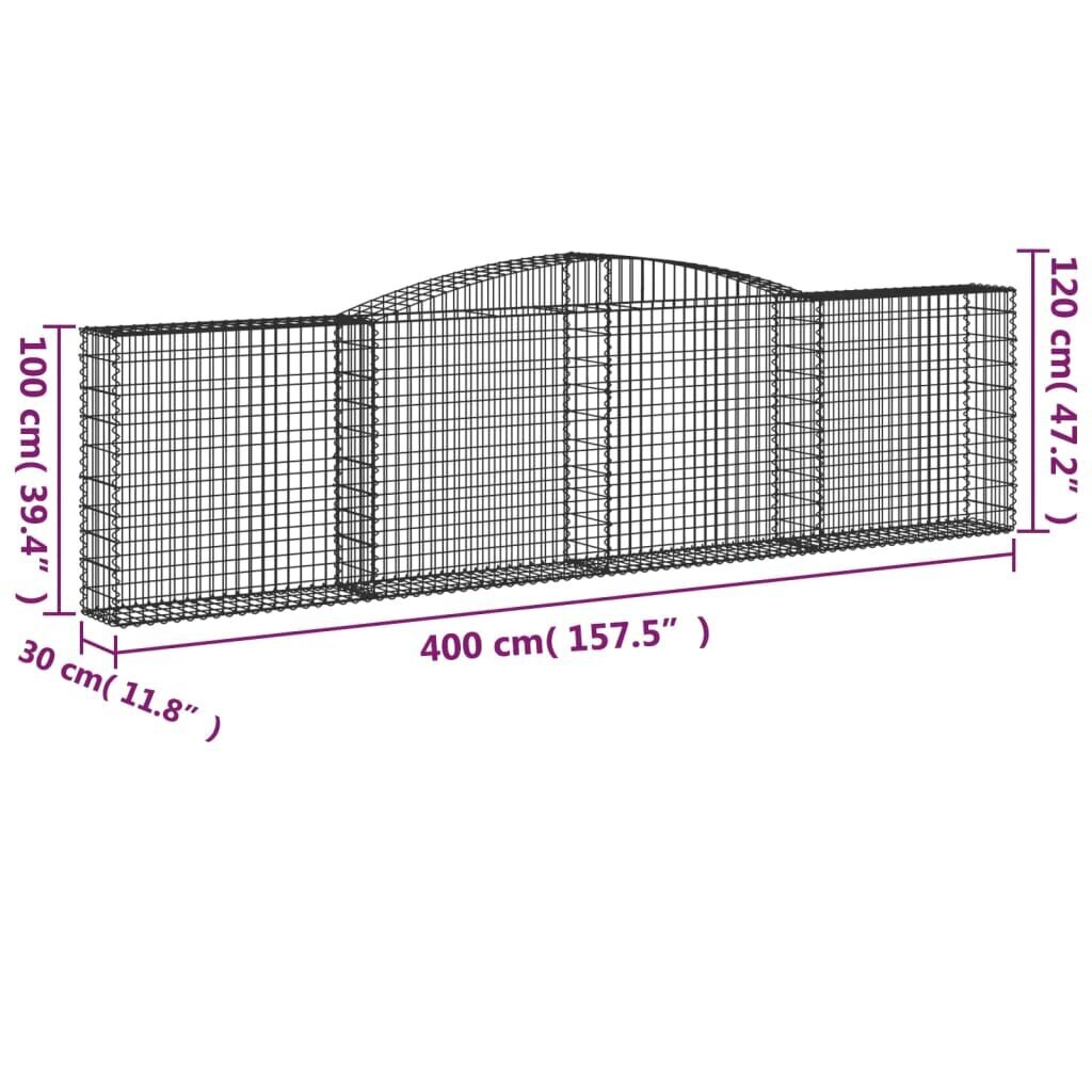 vidaXL Kaarevat kivikorit 6 kpl 400x30x100/120 cm galvanoitu rauta hinta ja tiedot | Aidat ja tarvikkeet | hobbyhall.fi