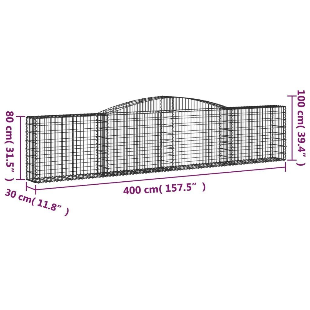 vidaXL Kaarevat kivikorit 2 kpl 400x30x80/100 cm galvanoitu rauta hinta ja tiedot | Aidat ja tarvikkeet | hobbyhall.fi