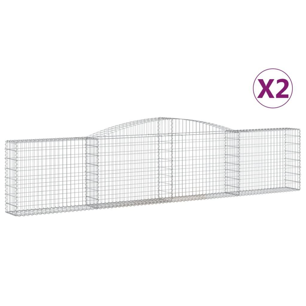 vidaXL Kaarevat kivikorit 2 kpl 400x30x80/100 cm galvanoitu rauta hinta ja tiedot | Aidat ja tarvikkeet | hobbyhall.fi