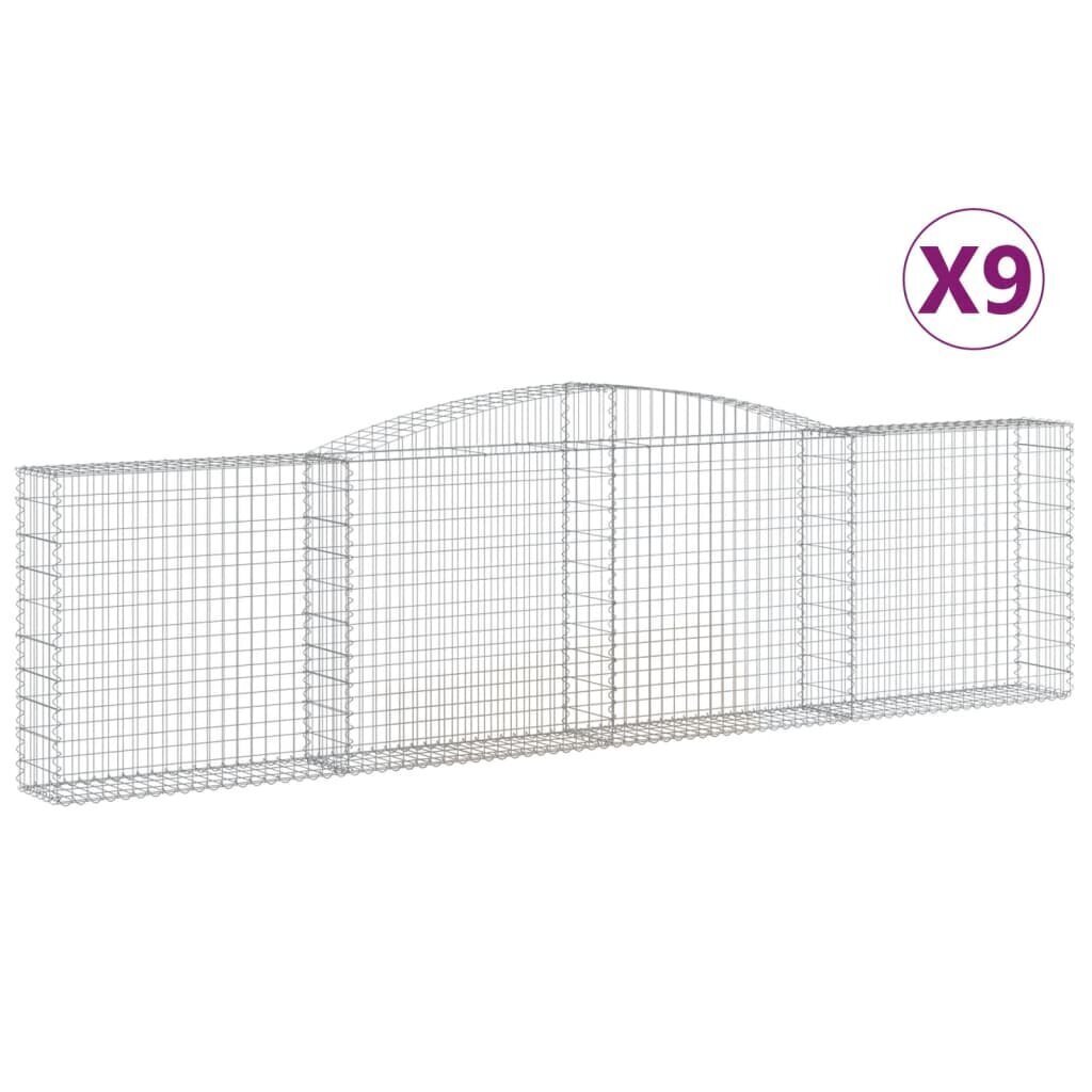 vidaXL Kaarevat kivikorit 9 kpl 400x30x100/120 cm galvanoitu rauta hinta ja tiedot | Aidat ja tarvikkeet | hobbyhall.fi