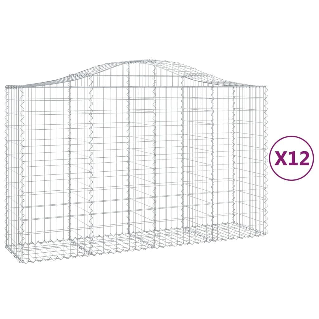 vidaXL Kaarevat kivikorit 12 kpl 200x50x120/140 cm galvanoitu rauta hinta ja tiedot | Aidat ja tarvikkeet | hobbyhall.fi