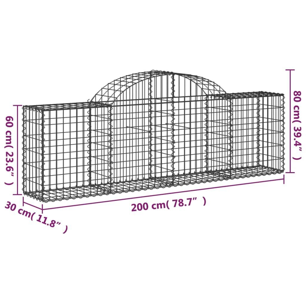 vidaXL Kaarevat kivikorit 20 kpl 200x30x60/80 cm galvanoitu rauta hinta ja tiedot | Aidat ja tarvikkeet | hobbyhall.fi