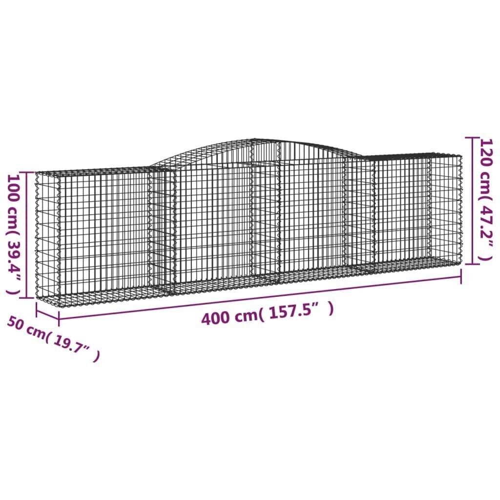 vidaXL Kaarevat kivikorit 4 kpl 400x50x100/120 cm galvanoitu rauta hinta ja tiedot | Aidat ja tarvikkeet | hobbyhall.fi