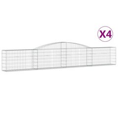 vidaXL Kaarevat kivikorit 4 kpl 400x30x60/80 cm galvanoitu rauta hinta ja tiedot | Aidat ja tarvikkeet | hobbyhall.fi