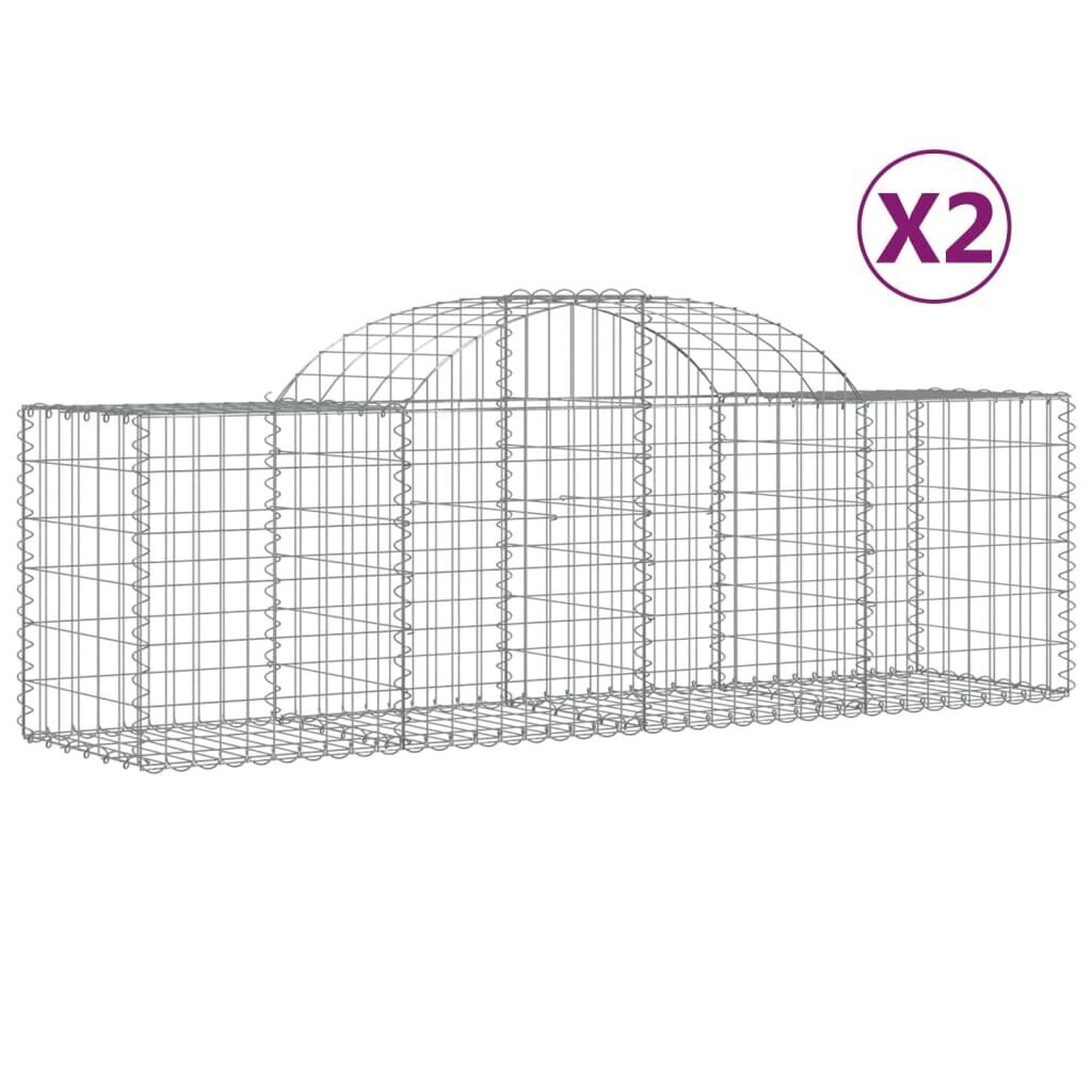 vidaXL Kaarevat kivikorit 2 kpl 200x50x60/80 cm galvanoitu rauta hinta ja tiedot | Aidat ja tarvikkeet | hobbyhall.fi