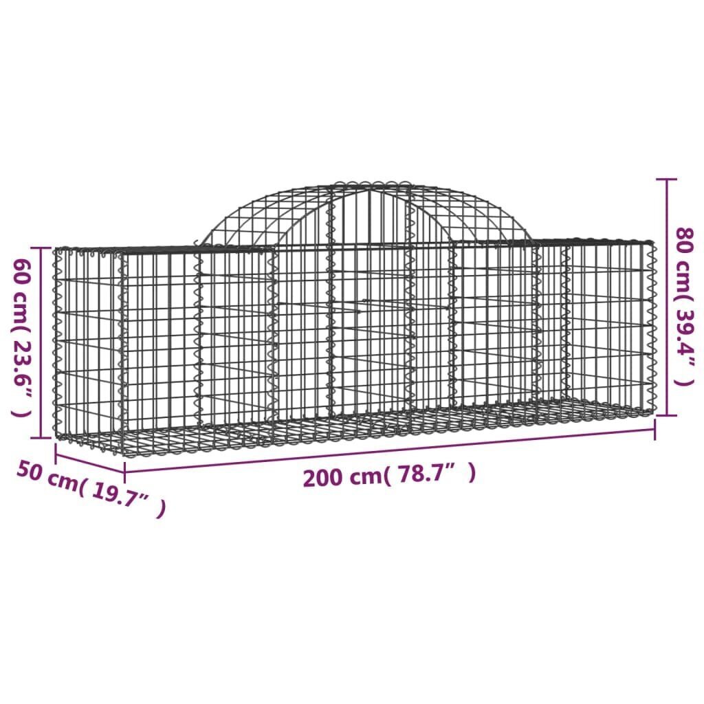 vidaXL Kaarevat kivikorit 2 kpl 200x50x60/80 cm galvanoitu rauta hinta ja tiedot | Aidat ja tarvikkeet | hobbyhall.fi