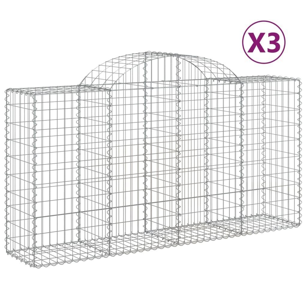 vidaXL Kaarevat kivikorit 3 kpl 200x50x100/120 cm galvanoitu rauta hinta ja tiedot | Aidat ja tarvikkeet | hobbyhall.fi