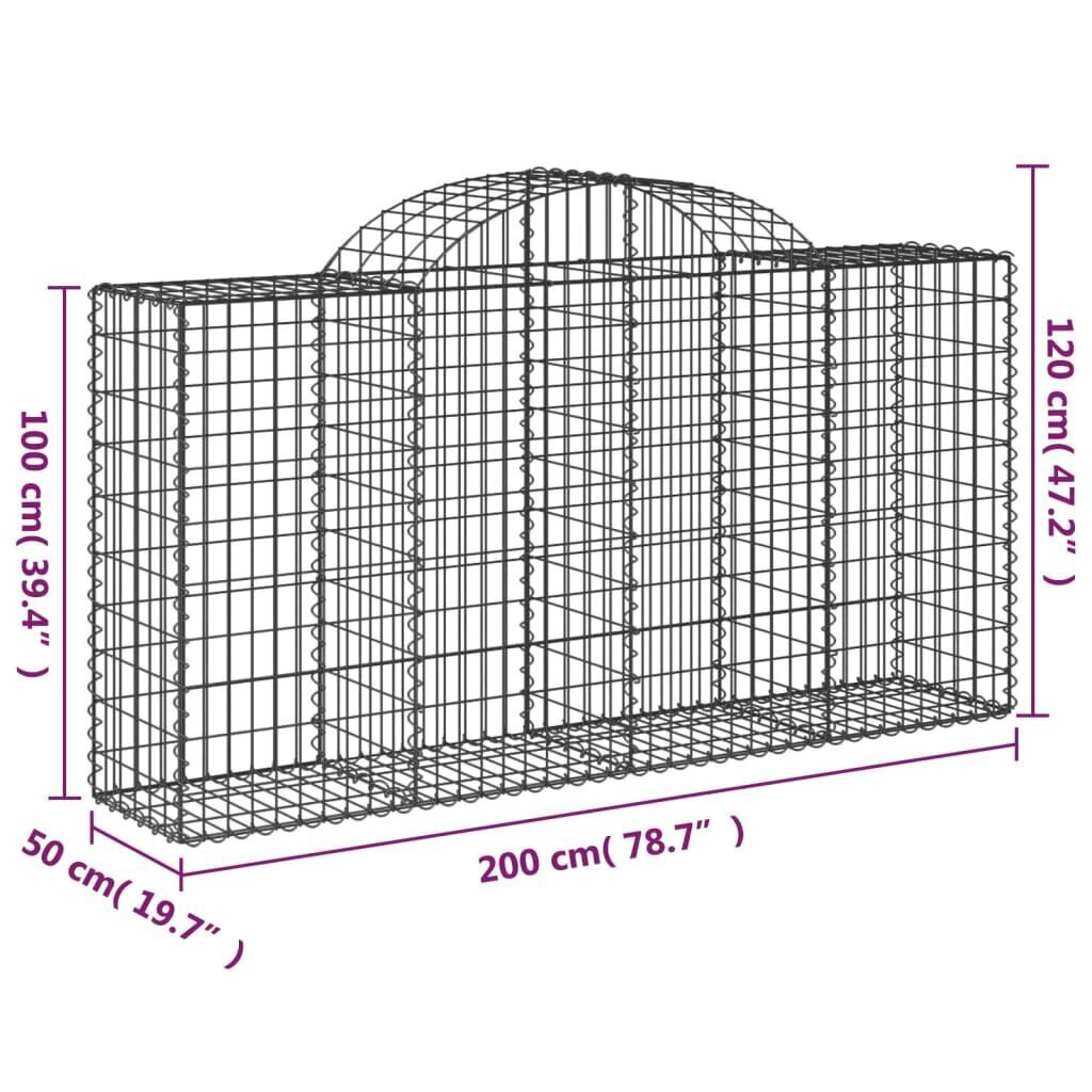 vidaXL Kaarevat kivikorit 3 kpl 200x50x100/120 cm galvanoitu rauta hinta ja tiedot | Aidat ja tarvikkeet | hobbyhall.fi