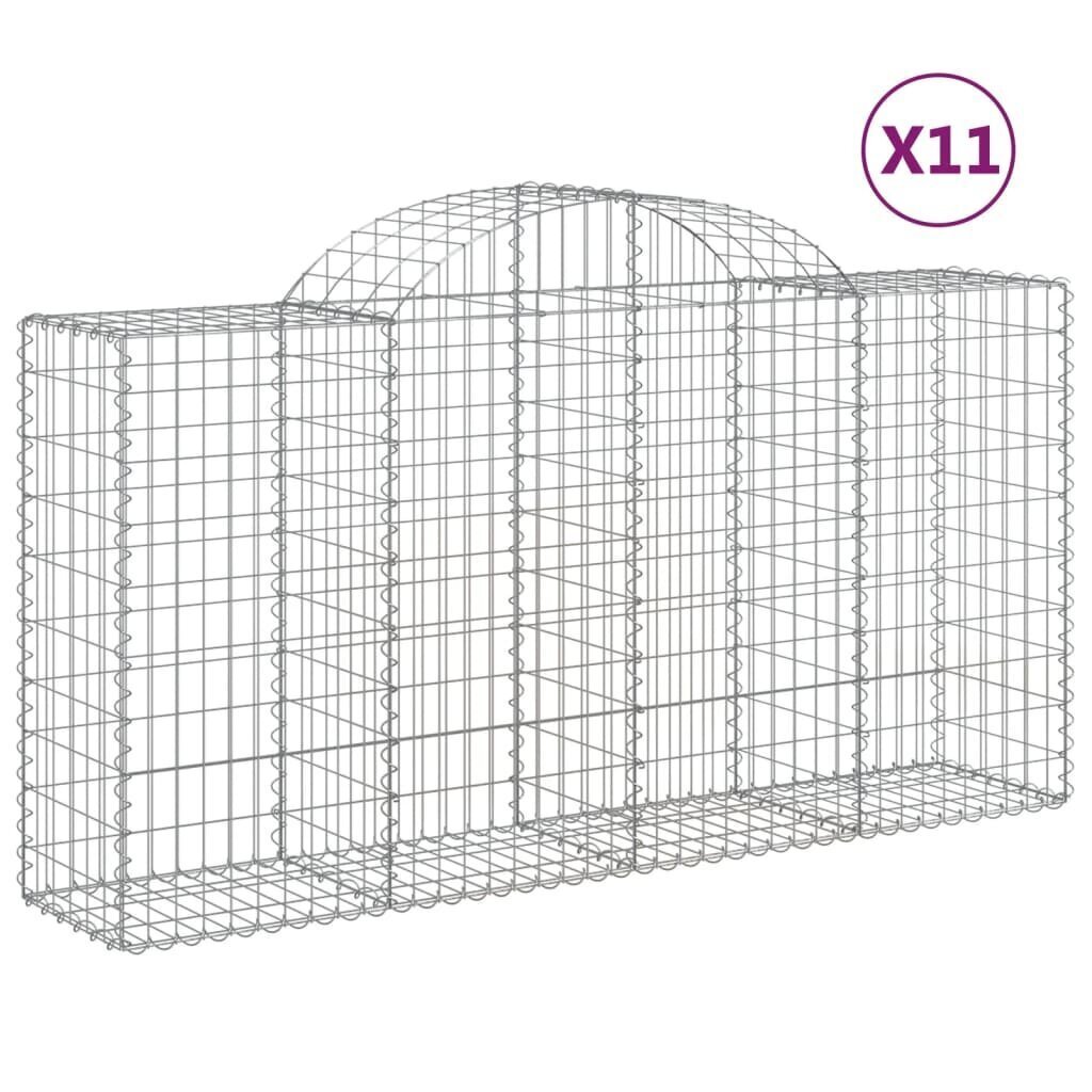 vidaXL Kaarevat kivikorit 11 kpl 200x50x100/120 cm galvanoitu rauta hinta ja tiedot | Aidat ja tarvikkeet | hobbyhall.fi