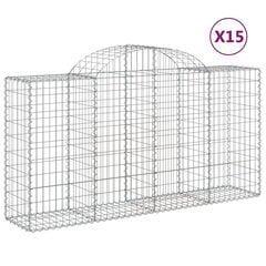 vidaXL Kaarevat kivikorit 15 kpl 200x50x100/120 cm galvanoitu rauta hinta ja tiedot | Aidat ja tarvikkeet | hobbyhall.fi