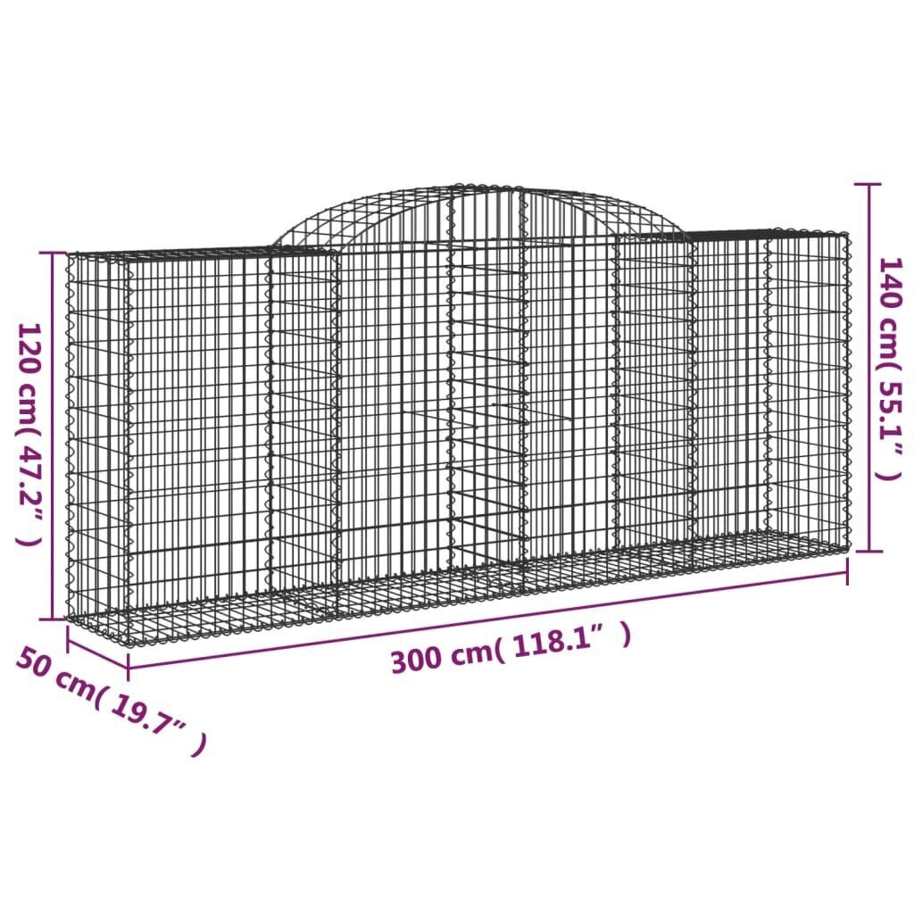 vidaXL Kaarevat kivikorit 6 kpl 300x50x120/140 cm galvanoitu rauta hinta ja tiedot | Aidat ja tarvikkeet | hobbyhall.fi