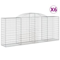 vidaXL Kaarevat kivikorit 6 kpl 300x50x120/140 cm galvanoitu rauta hinta ja tiedot | Aidat ja tarvikkeet | hobbyhall.fi