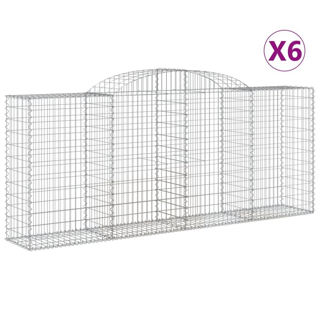 vidaXL Kaarevat kivikorit 6 kpl 300x50x120/140 cm galvanoitu rauta hinta ja tiedot | Aidat ja tarvikkeet | hobbyhall.fi