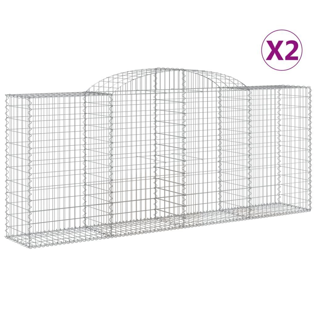 vidaXL Kaarevat kivikorit 2 kpl 300x50x120/140 cm galvanoitu rauta hinta ja tiedot | Aidat ja tarvikkeet | hobbyhall.fi