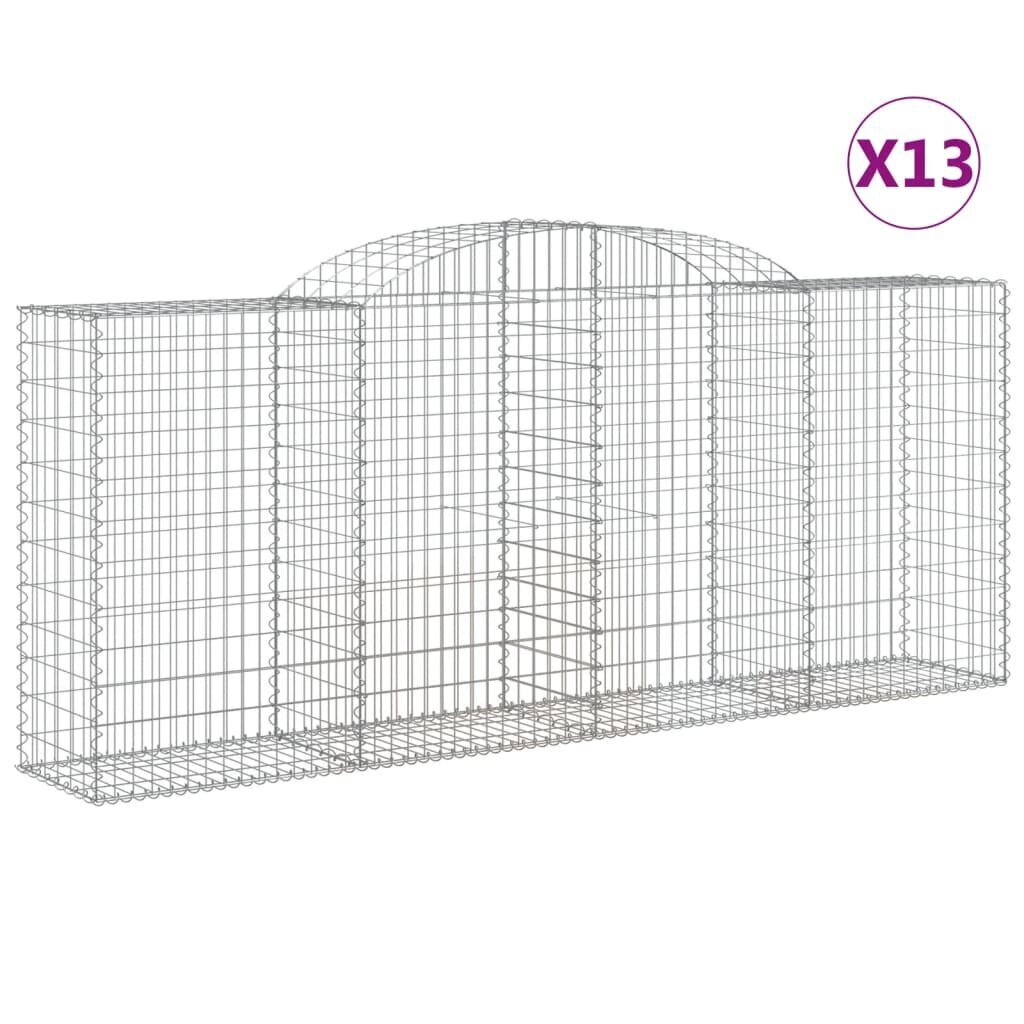 vidaXL Kaarevat kivikorit 13 kpl 300x50x120/140 cm galvanoitu rauta hinta ja tiedot | Aidat ja tarvikkeet | hobbyhall.fi