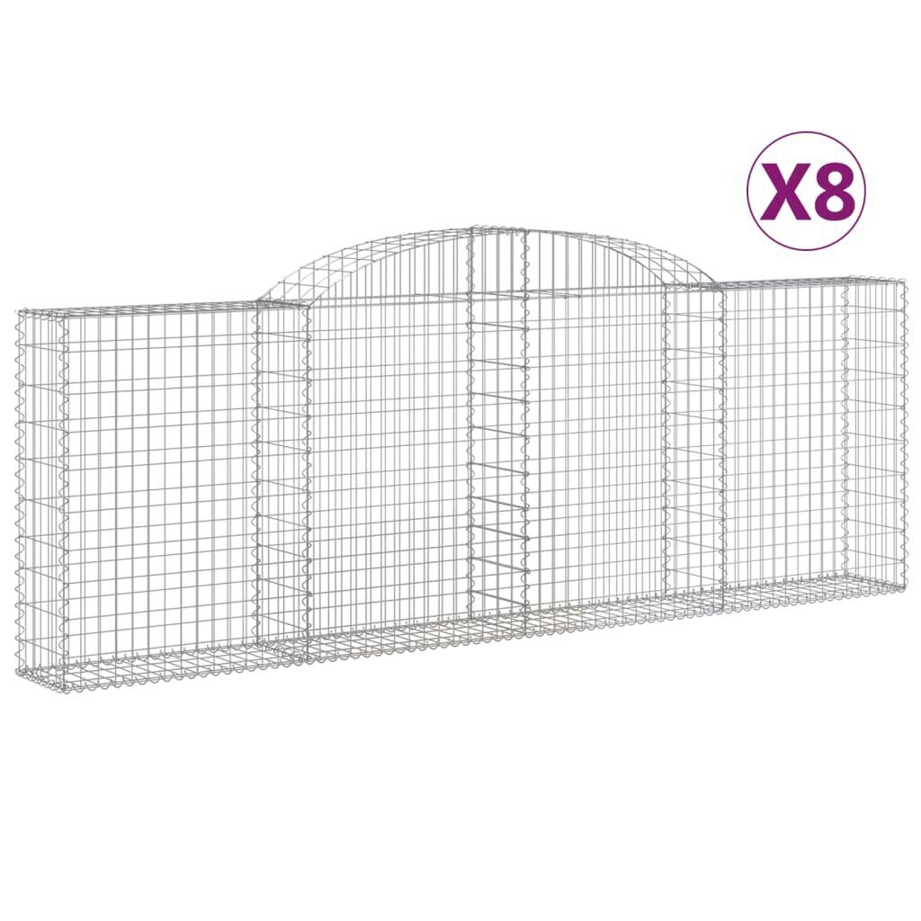 vidaXL Kaarevat kivikorit 8 kpl 300x30x100/120 cm galvanoitu rauta hinta ja tiedot | Aidat ja tarvikkeet | hobbyhall.fi