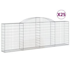 vidaXL Kaarevat kivikorit 25 kpl 300x30x100/120 cm galvanoitu rauta hinta ja tiedot | Aidat ja tarvikkeet | hobbyhall.fi