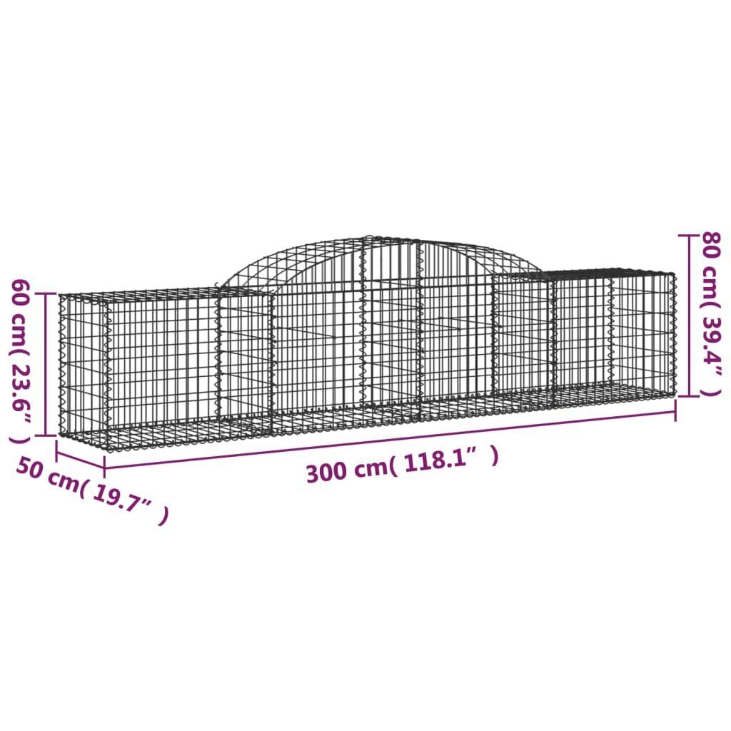 vidaXL Kaarevat kivikorit 9 kpl 300x50x60/80 cm galvanoitu rauta hinta ja tiedot | Aidat ja tarvikkeet | hobbyhall.fi