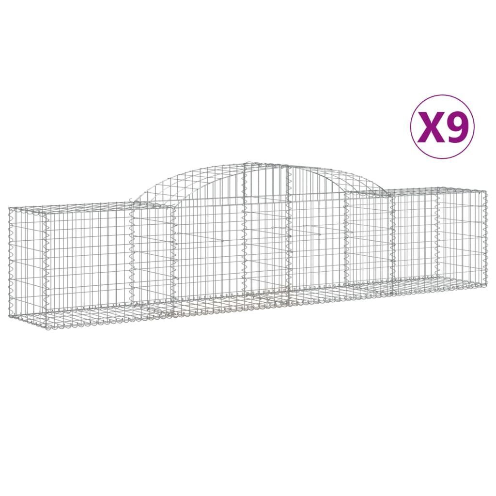 vidaXL Kaarevat kivikorit 9 kpl 300x50x60/80 cm galvanoitu rauta hinta ja tiedot | Aidat ja tarvikkeet | hobbyhall.fi