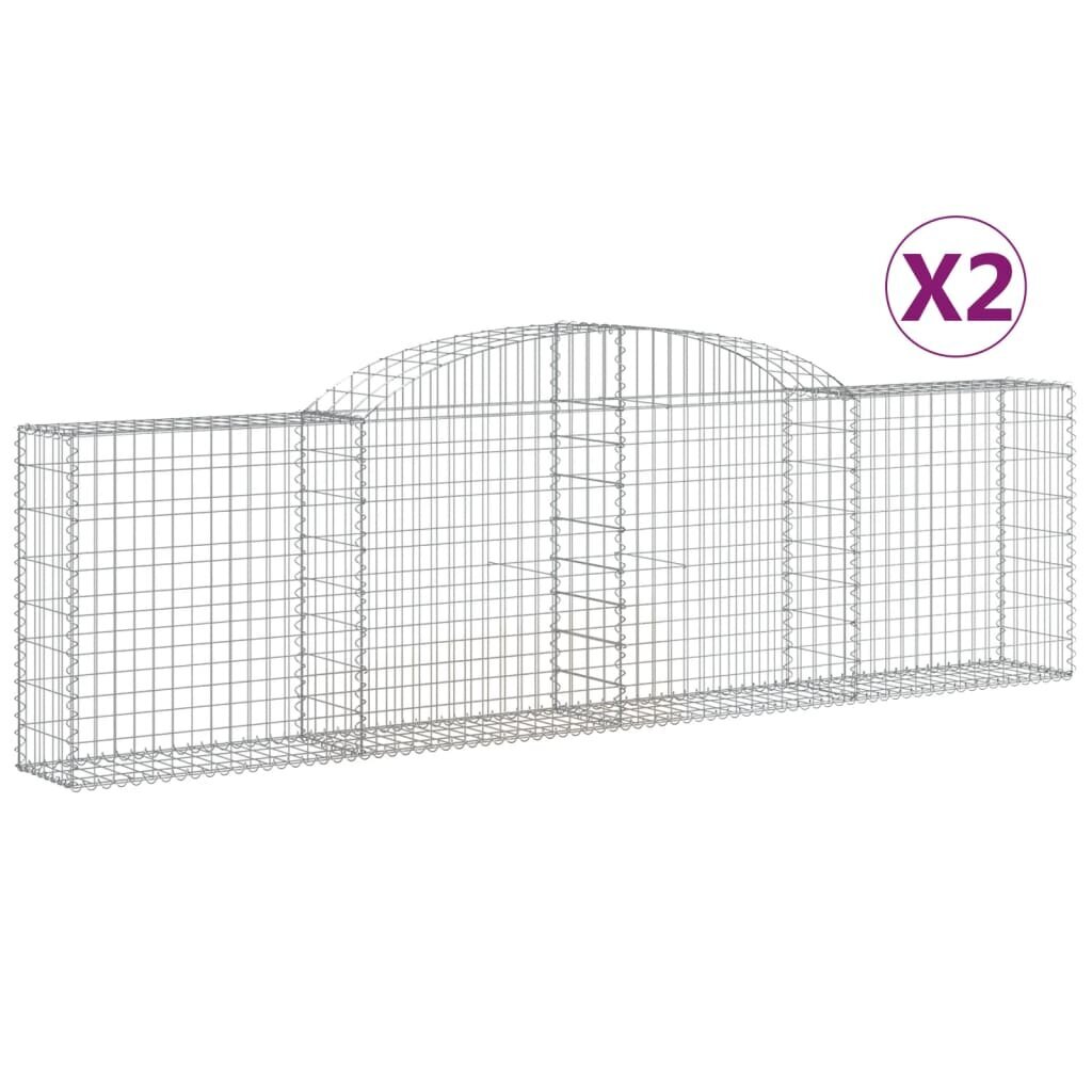 vidaXL Kaarevat kivikorit 2 kpl 300x30x80/100 cm galvanoitu rauta hinta ja tiedot | Kukkatelineet ja kukkapöydät | hobbyhall.fi