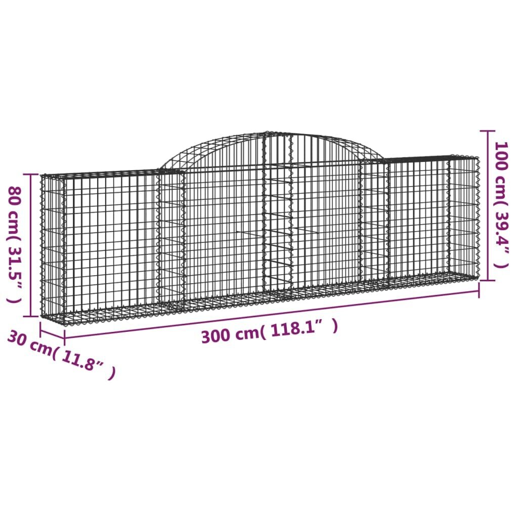 vidaXL Kaarevat kivikorit 2 kpl 300x30x80/100 cm galvanoitu rauta hinta ja tiedot | Kukkatelineet ja kukkapöydät | hobbyhall.fi