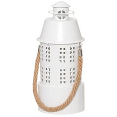 4Living Lyhty Lighthouse 37 cm valkoinen ja köysi hinta ja tiedot | Puutarha- ja ulkovalot | hobbyhall.fi