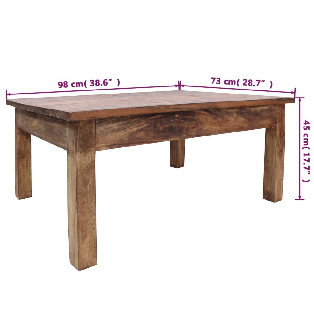 vidaXL Kahvipöytä kiinteä kierrätetty puu 98x73x45 cm hinta ja tiedot | Sohvapöydät | hobbyhall.fi