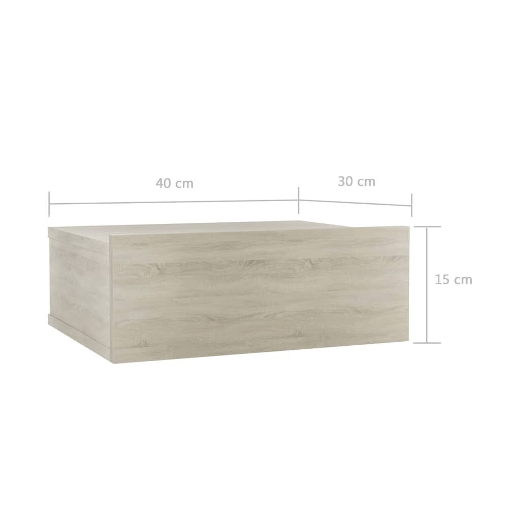 vidaXL Kelluva yöpöytä Sonoma tammi 40x30x15 cm lastulevy hinta ja tiedot | Yöpöydät | hobbyhall.fi