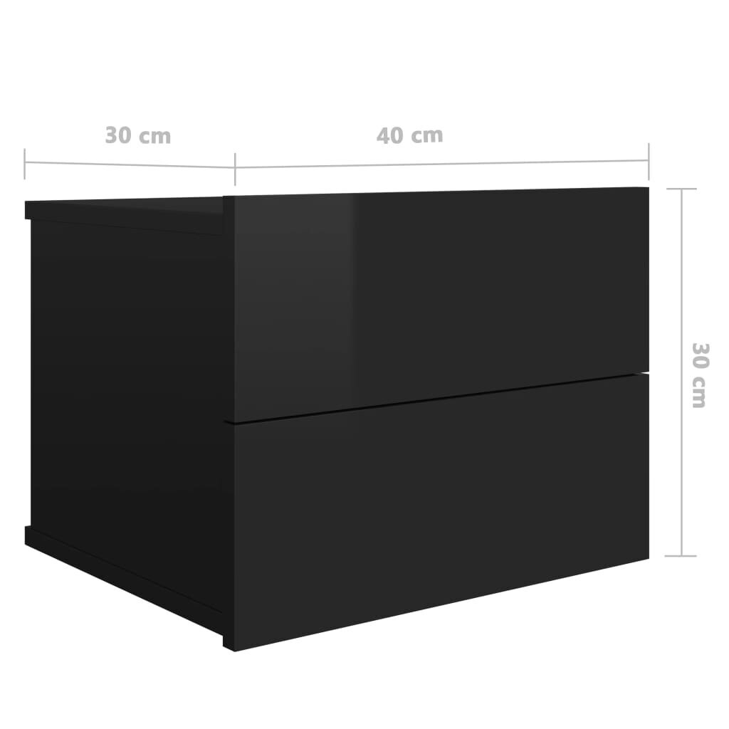 vidaXL Yöpöytä korkeakiilto musta 40x30x30 cm lastulevy hinta ja tiedot | Yöpöydät | hobbyhall.fi