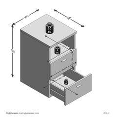 FMD Yöpöytä 2 laatikkoa ja avoin hylly korkeakiilto valkoinen hinta ja tiedot | Yöpöydät | hobbyhall.fi